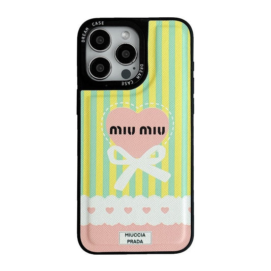 Miu Grøn & Pink læder iPhone-etui