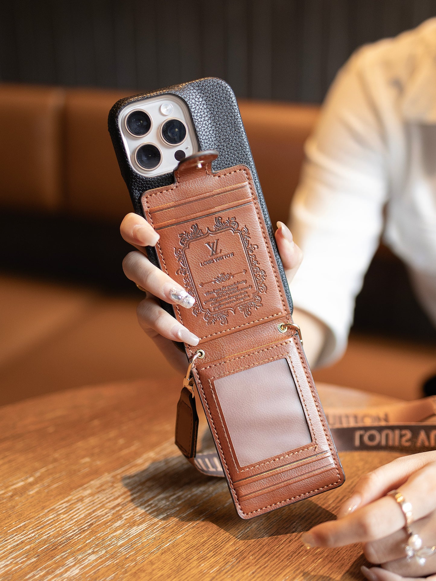 2025new arrivalAdvanced leather iPhone Case With Card Wallet And Strap