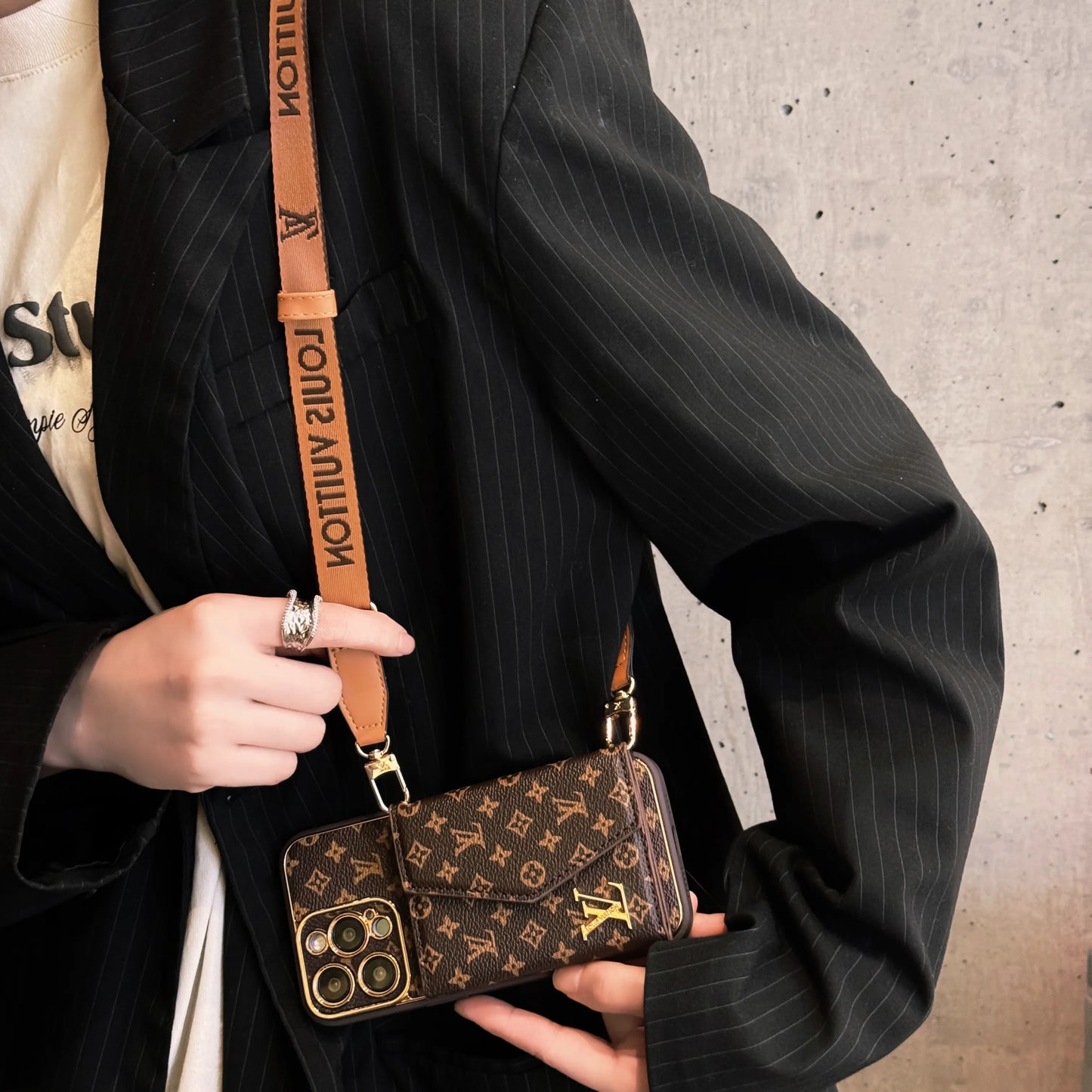 Premium iPhone Case with Wallet and Strap