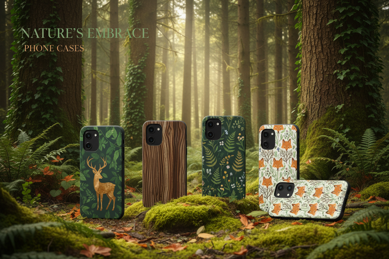 适合森林风格的手机壳横板海报