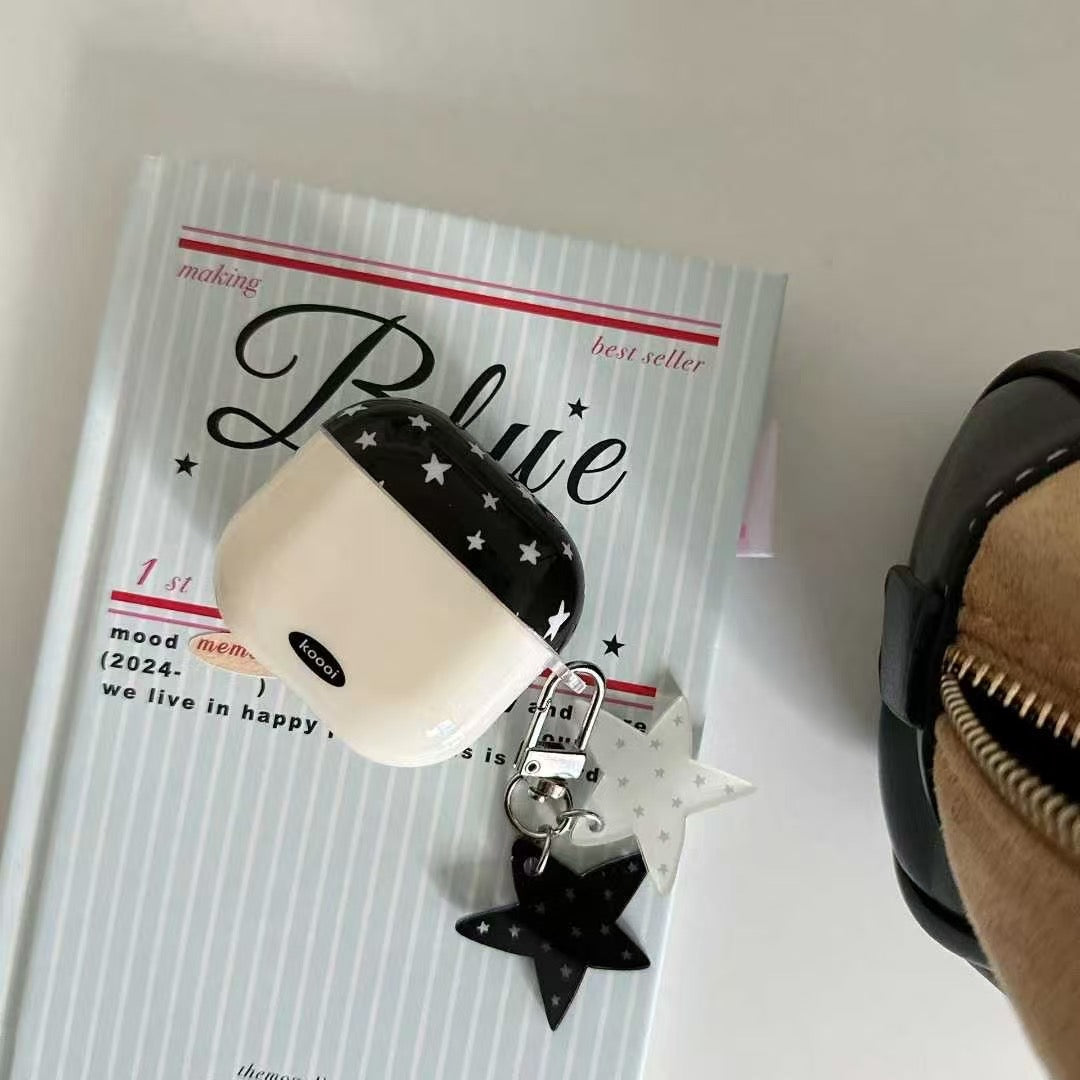 Starry Night AirPods Case with Charm – Black & White