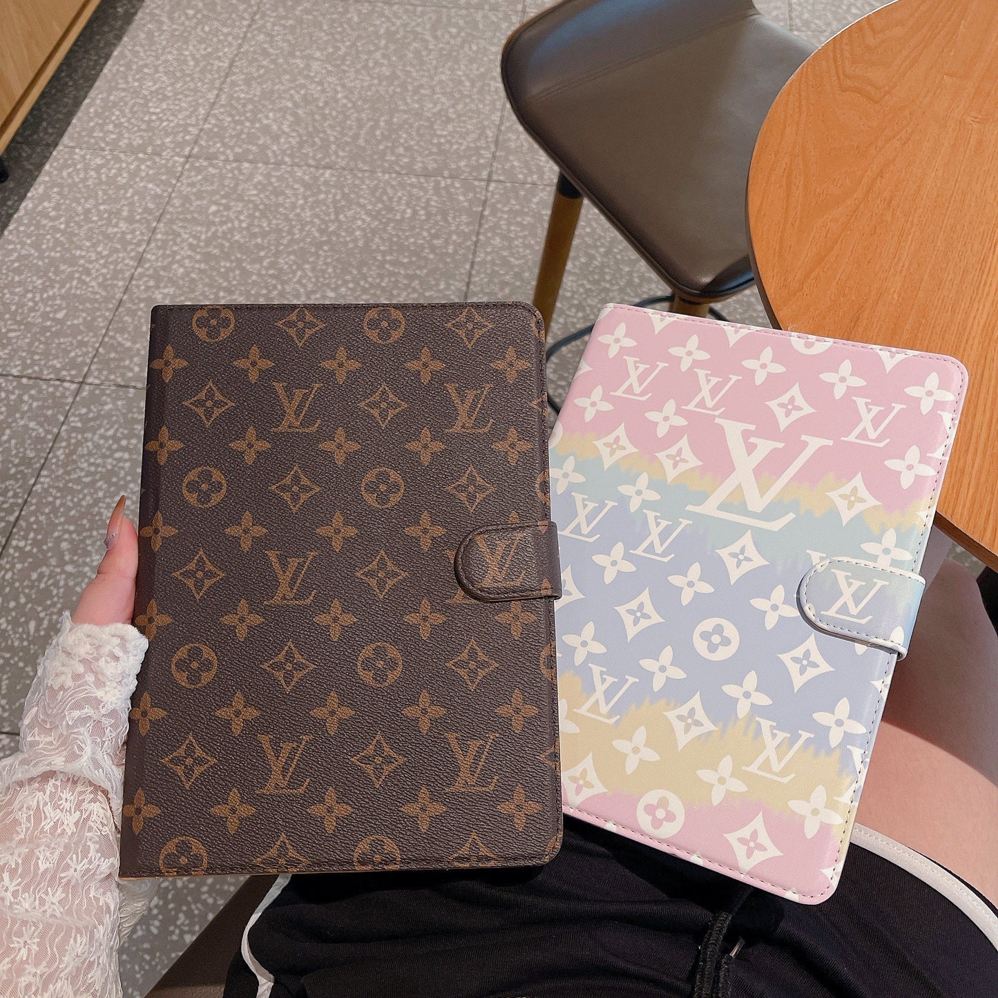 Luksus lærred monogram læder frisk sommer tema mønster Apple iPad cover